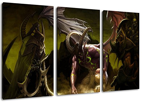 Dark World of Warcraft 3-Teilig auf Leinwand, Gesamtformat: 120x80 cm fertig gerahmte Kunstdruckbilder als Wandbild - Billiger als Ölbild oder Gemälde - KEIN Poster oder Plakat von PrintArtGalery
