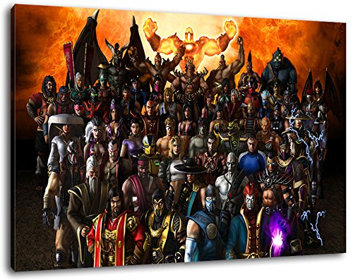 Mortal Kombat Format 120x80 cm Bild auf Leinwand, XXL riesige Bilder fertig gerahmt mit Keilrahmen, Kunstdruck auf Wandbild mit Rahmen von PrintArtGalery