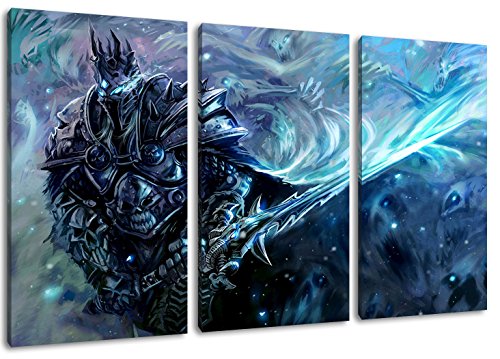 World of Warcraft 3-Teilig auf Leinwand, XXL riesige Bilder fertig gerahmt mit Keilrahmen, Kunstdruck auf Wandbild mit Rahmen von PrintArtGalery