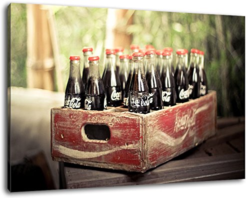 alte Coca Cola Flaschen Format 120x80 cm Bild auf Leinwand, XXL riesige Bilder fertig gerahmt mit Keilrahmen, Kunstdruck auf Wandbild mit Rahmen von PrintArtGalery