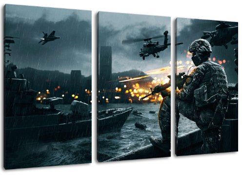 battlefield 4 3-teilig auf Leinwand- Gesamtformat: 120x80 cm fertig gerahmte Kunstdruckbilder als Wandbild - Billiger als Ölbild oder Gemälde - KEIN Poster oder Plakat von PrintArtGalery