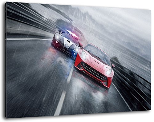 need for speed Format 80x60 cm Bild auf Leinwand, XXL riesige Bilder fertig gerahmt mit Keilrahmen, Kunstdruck auf Wandbild mit Rahmen von PrintArtGalery