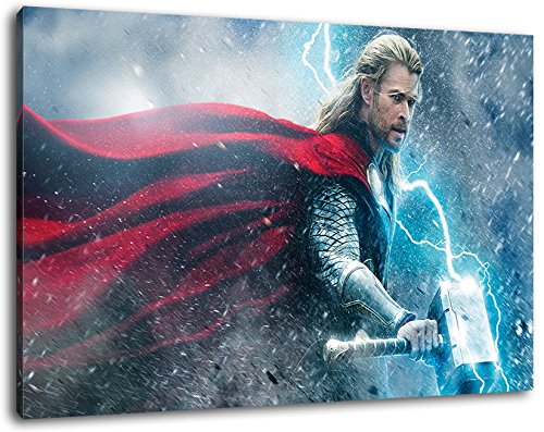 thor the dark world Format 100x70 cm Bild auf Leinwand, XXL riesige Bilder fertig gerahmt mit Keilrahmen, Kunstdruck auf Wandbild mit Rahmen von PrintArtGalery