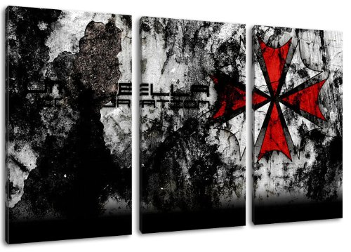 umbrella corporation 3-teilig auf Leinwand- Gesamtformat: 120x80 cm fertig gerahmte Kunstdruckbilder als Wandbild - Billiger als Ölbild oder Gemälde - KEIN Poster oder Plakat von PrintArtGalery