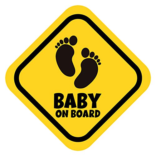 K006 2er Set Baby on Board Aufkleber Babyautoaufkleber Auto Sticker Babyaufkleber Autoaufkleber Vinyl Baby on Board Tiere (2x V1 Babyfüßchen, Goldgelb) von PrintAttack