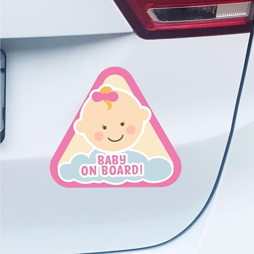K007 | Baby on Board Aufkleber Sticker Babyaufkleber Auto Babyautoaufkleber Autosticker Vinyl Baby on board Mädchen Junge Boy Girl (V1 Mädchen, Pink) von PrintAttack