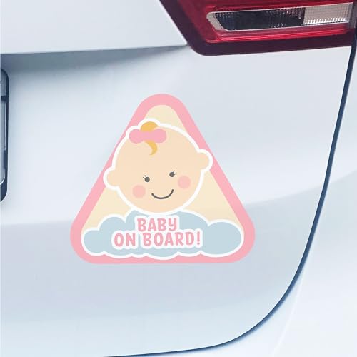 K007 | Baby on Board Aufkleber Sticker Babyaufkleber Auto Babyautoaufkleber Autosticker Vinyl Baby on board Mädchen Junge Boy Girl (V1 Mädchen, Rosa) von PrintAttack