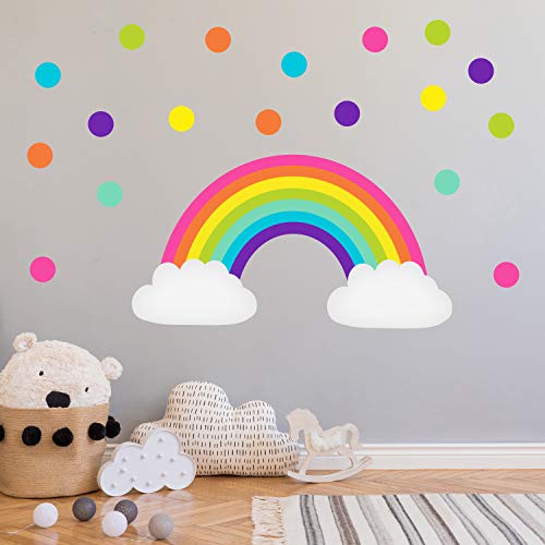 K014 Wandtattoo Name Kindernamen Baby Mädchen Junge Mix Pastell Personalisiert Waldtiere Fuchs Löwe Wunschname verschiedene Größen (Regenbogen V3, ohne Wunschname) von PrintAttack