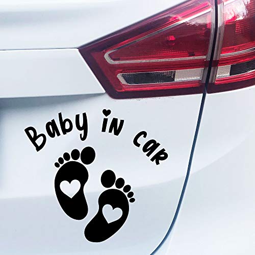 P005 | Baby in Car Aufkleber 15cm x 14cm Auto Sticker Babyaufkleber Autoaufkleber Vinyl (Schwarz) von PrintAttack