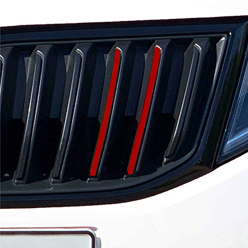 P037 20 teiliges Kühlergrill Folien-Set Front Stripes Gitter Aufkleber Styling Folie Streifen für Grill (Karminrot) von PrintAttack