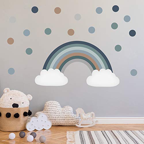 PrintAttack K001 | Regenbogen Wandtattoo Wandsticker Aufkleber Kinderzimmer Babyzimmer Pastell Aquarell Bunt Rainbow (V4 Blau) von PrintAttack