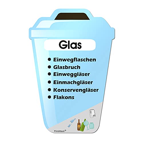 PrintAttack P038 Mülltrennung Aufkleber Set Deutsch oder Englisch für Mülltonne Vinyl verschiedene Größen Kratz, Wetter UV-Schutz für innen und außen Plastik Papier Restmüll Bio (V2_1x XXL Glas) PrintAttack P038 Mülltrennung Aufkleber Set Deutsch oder Englisch für Mülltonne Vinyl verschiedene Größen Kratz, Wetter UV-Schutz für innen und außen Plastik Papier Restmüll Bio (V2_1x XXL Glas) von PrintAttack