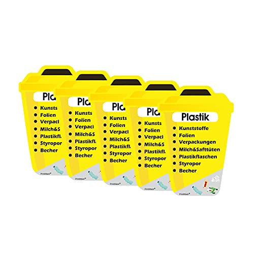 PrintAttack P038 Set Mülltrennung Aufkleber Deutsch oder Englisch, verschiedene Größen Kratz, Wetter & UV beständig (V1_5x Plastik) von PrintAttack