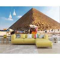 Ägypten Pyramiden Tapete Wandbild, Gizeh Wandbild, Großes Selbstklebendes Peel & Stick Antikes Wanddekor von PrintDecorShop