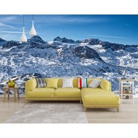 Die Alpen Tapete Wandbild, Winter Berg Wand Wandbild, Große Selbstklebende Schale & Stock Wandbild, Skihang Wandbedeckung von PrintDecorShop