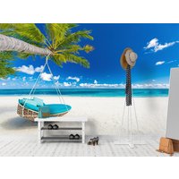 Karibik Traum Tapete Wandbild, Strand Palmen Wand Wandbild, Große Selbstklebend Peel & Stick Wandbild, Insel Paradies Wandbedeckung von PrintDecorShop