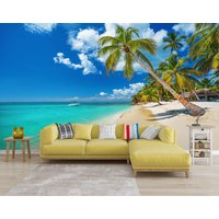 Paradies Strand Tapete Wandbild, Karibik Traum Wand Wandbild, Große Selbstklebend Peel & Stick Wandbild, Sandstrand Wandbedeckung von PrintDecorShop