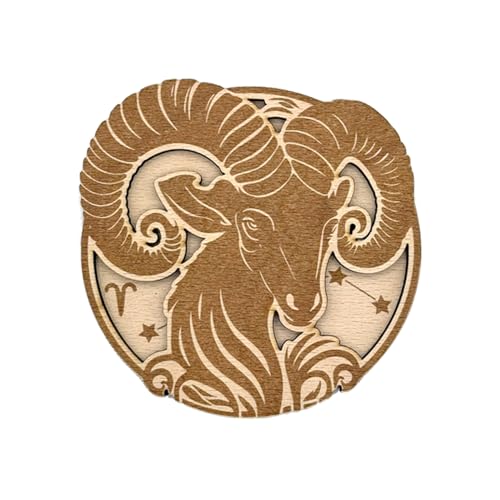 Sternzeichen Untersetzer aus 4mm Buchenholz – Lasergravierte Designs – Astrologie und Esoterik – Deko & Geschenkidee – Nachhaltiger Tischuntersetzer (Widder) von Printable Adventure