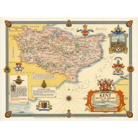 Alte Landkarte Von Kent | 1945 Ernest Clegg Maidstone Canterbury Dungeness Ashford Die Weald Gräber Marchat Dartford Dover von Printagonist