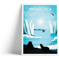 Antarktis Reise Poster, Reisedruck, Wandkunst, Sonnenhund, Robben, Reisegeschenk, Pinguin Kunst, Eiswand von Printagonist