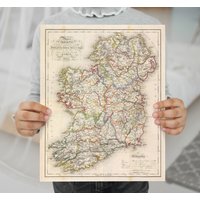 Irland Karte - Antiker Reproduktionsdruck Von 1846 von Printagonist