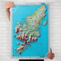 Karte Von Harris Und Lewis 3D Effect Relief Edition, Äußere Hebriden | Alte Antike Insel Wandbild Poster Wandkunst von Printagonist