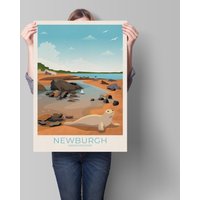 Newburgh Reise Poster, Beach, Aberdeenshire, Schottland, Seal Beach von Printagonist