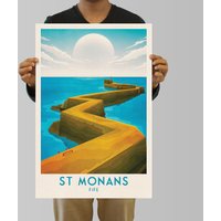 st. Monans Travel Poster - Fife Wall Art Harbour East Neuk Pier von Printagonist