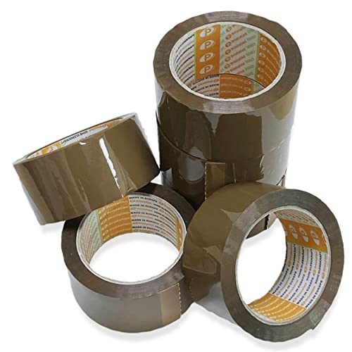 Printation 6er Set 66m x 50mm Paketklebeband braun strong leise - 6 Rollen Packband extra klebestark, reißfest und geräuscharm für Päckchen u. Pakete - Paketband Rollen Kleberollen von Printation