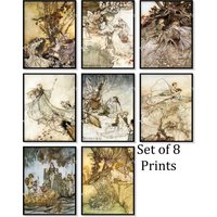 Arthur Rackham Midsummer's Night Illustrationen 8Er Set Kunstdrucke Pixies Elfen Feen von PrintcessArtPrints