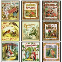 Kind Buchcover Illustrationen Set 9 Kunstdrucke Aschenputtel Aladin Jack Gulliver Dornröschen von PrintcessArtPrints