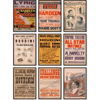 Set Von 9 Vintage Zauberer Houdini Magic Show Poster Ads Drucke von PrintcessArtPrints
