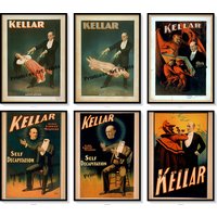 Vintage Magier Kellar Magic Show Poster Ads Set Von 6 Prints von PrintcessArtPrints