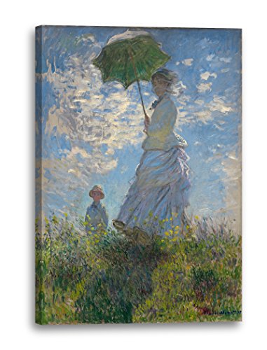 Printed Paintings Leinwand (60x80cm): Claude Monet - Frau mit Sonnenschirm - Madame Monet mit Ihr von Printed Paintings