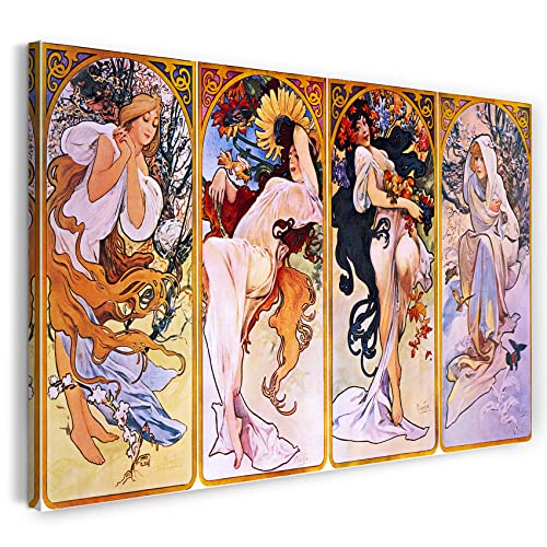 Printed Paintings Leinwand (100x70cm): Alfons Mucha - Vier Jahreszeiten von Printed Paintings