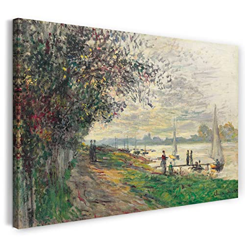 Leinwand (60x40cm): Claude Monet - Die Bank von Petit-Gennevilliers, untergehen von Printed Paintings