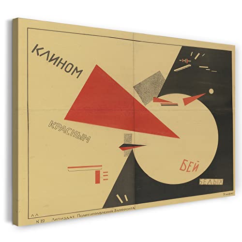 Leinwand (60x40cm): El Lissitzky - BEAT THE WHITES WITH THE RED WEDGE von Printed Paintings