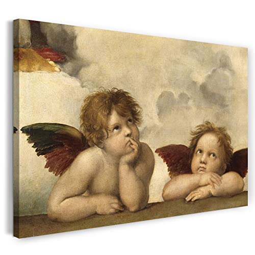 Printed Paintings Leinwand (60x40cm): Raphael - Sixtinische Madonna, Zwei Engel von Printed Paintings