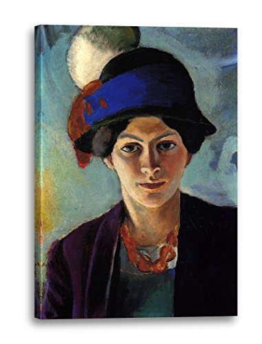 Leinwand (70x100cm): August Macke - Frauenportrait Frau des Künstlers mit Hut von Printed Paintings