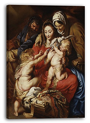 Leinwand (80x120cm): Peter Paul Rubens - Die Heilige Familie mit der heiligen E von Printed Paintings