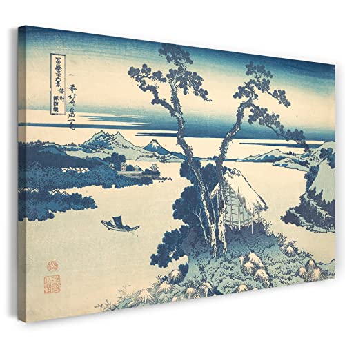 Leinwand (80x60cm): Katsushika Hokusai - Suwa-See in der Provinz Shinano (Shins von Printed Paintings