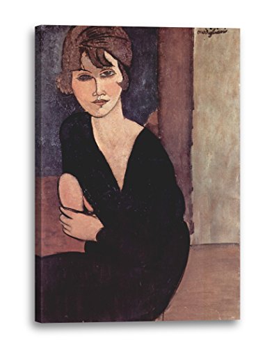 Leinwandbild (20x30cm) Amedeo Modigliani: Sitzende Frau, Leinwand auf Keilrahmen gespannt und fertig zum Aufhängen, hochwertiger Kunstdruck aus deutscher Produktion von Printed Paintings