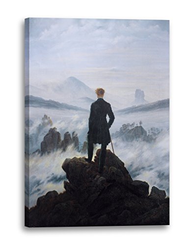 Leinwandbild (20x30cm) Caspar David Friedrich: Wanderer über dem Nebelmeer, Leinwand auf Keilrahmen gespannt und fertig zum Aufhängen, hochwertiger Kunstdruck aus deutscher Produktion von Printed Paintings