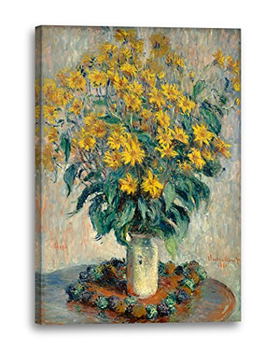 Leinwandbild (20x30cm) Claude Monet: Topinambur Blumen (1880), Leinwand auf Keilrahmen gespannt und fertig zum Aufhängen, hochwertiger Kunstdruck aus deutscher Produktion von Printed Paintings