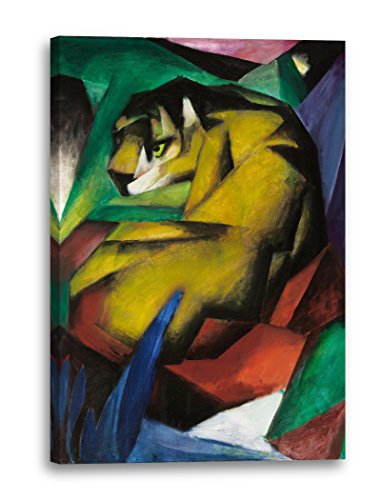 Leinwandbild (20x30cm) Franz Marc: Der Tiger (1912), Leinwand auf Keilrahmen gespannt und fertig zum Aufhängen, hochwertiger Kunstdruck aus deutscher Produktion von Printed Paintings