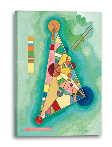 Leinwandbild (20x30cm) Wassily Kandinsky: Bunt im Dreieck (1927), Leinwand auf Keilrahmen gespannt und fertig zum Aufhängen, hochwertiger Kunstdruck aus deutscher Produktion von Printed Paintings
