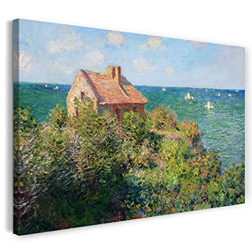 Leinwandbild (30x20cm) Claude Monet: Fischer-Häuschen in Varengeville, Leinwand auf Keilrahmen gespannt und fertig zum Aufhängen, hochwertiger Kunstdruck aus deutscher Produktion von Printed Paintings