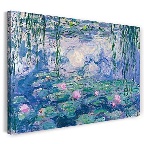 Leinwandbild (30x20cm) Claude Monet: Seerosen, Leinwand auf Keilrahmen gespannt und fertig zum Aufhängen, hochwertiger Kunstdruck aus deutscher Produktion von Printed Paintings