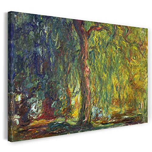 Leinwandbild (30x20cm) Claude Monet: Trauerweide, Leinwand auf Keilrahmen gespannt und fertig zum Aufhängen, hochwertiger Kunstdruck aus deutscher Produktion von Printed Paintings