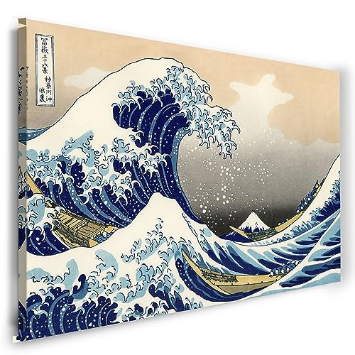 Leinwandbild (30x20cm) Katsushika Hokusai: Die Welle - Unter der Welle vor Kanagawa (Kanagawa Oki Nami Ura), auch bekannt als Die Große Welle, aus der Serie Sechsunddreißig Ansichten des Bergs Fuji.. von Printed Paintings